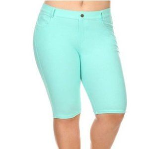 Plus Jegging Bermuda Shorts in Turquiose